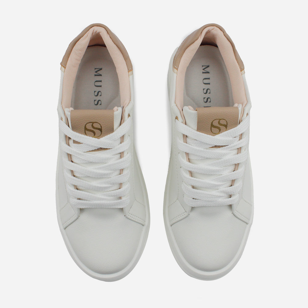 Tenis con plataforma sabrina de cuero para mujer - Hueso