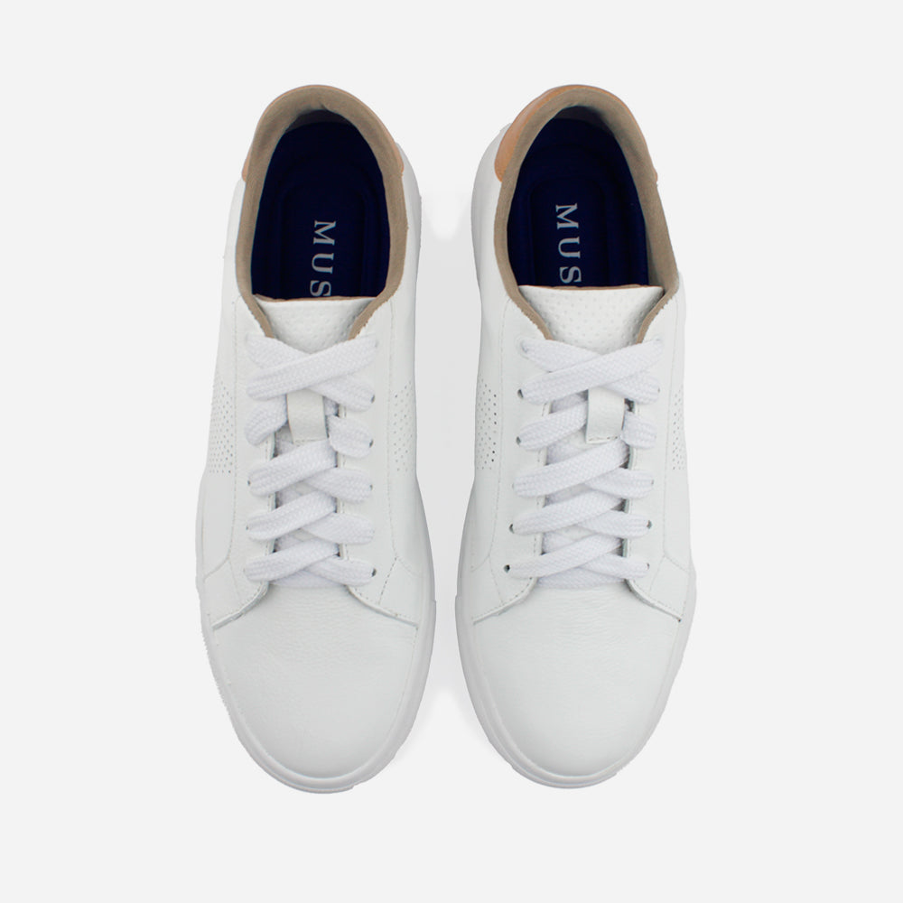 Tenis Sneakers galio de cuero para hombre - Hueso