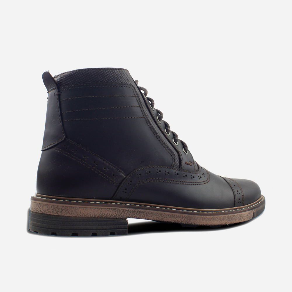 Botin con cordones atlas de cuero para hombre - Café