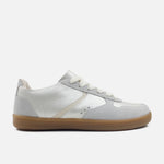 Tenis kensy de cuero carnaza para mujer - Plateado