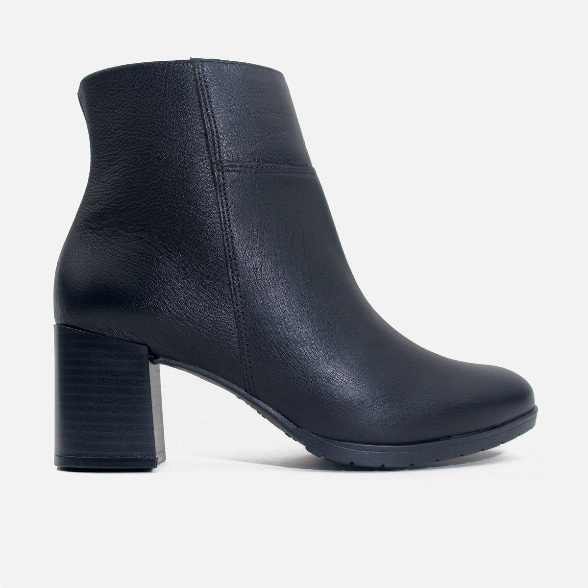 Botin tacon rosel de cuero para mujer - Negro