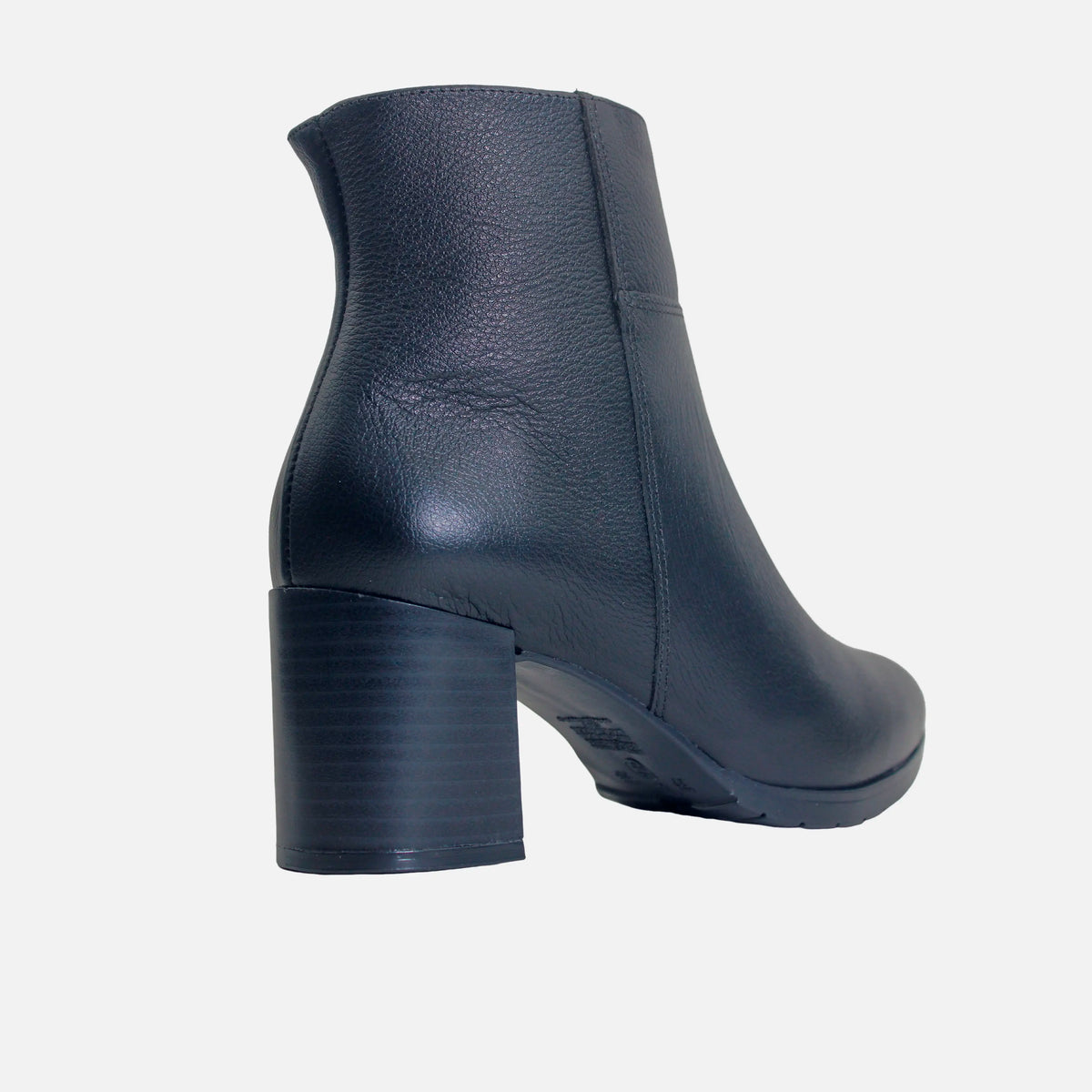Botin tacon rosel de cuero para mujer - Negro