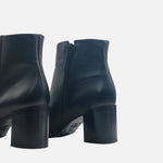 Botin tacon rosel de cuero para mujer - Negro