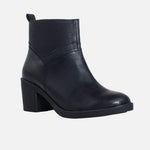 Botin tacon katina de cuero para mujer - Negro