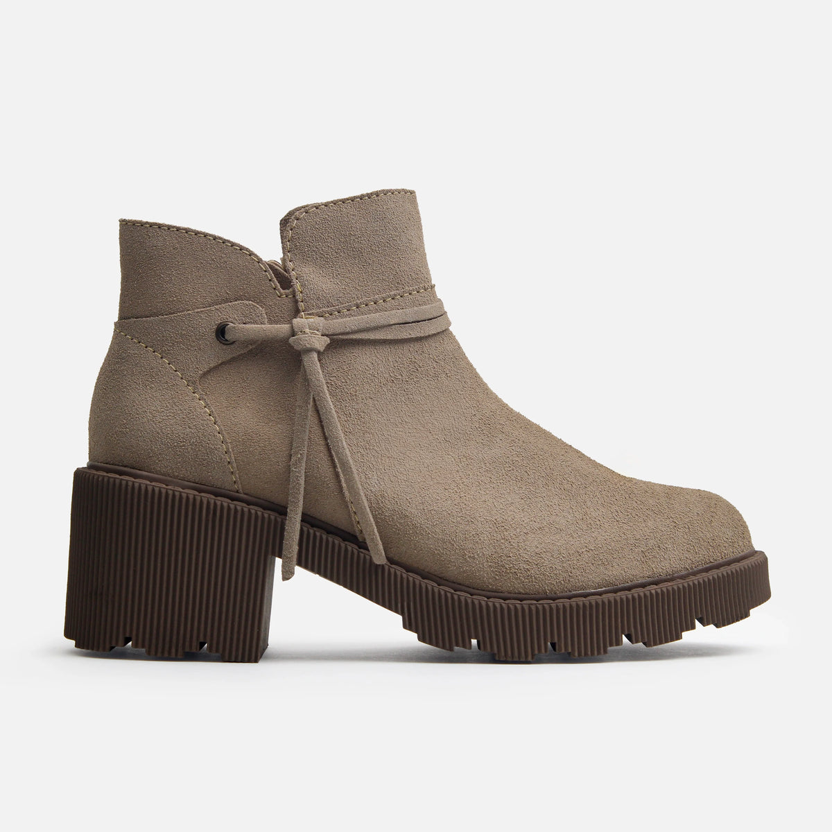 Botin plataforma cattleya de cuero para mujer - Taupe