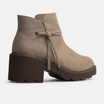 Botin plataforma cattleya de cuero para mujer - Taupe