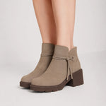 Botin plataforma cattleya de cuero para mujer - Taupe