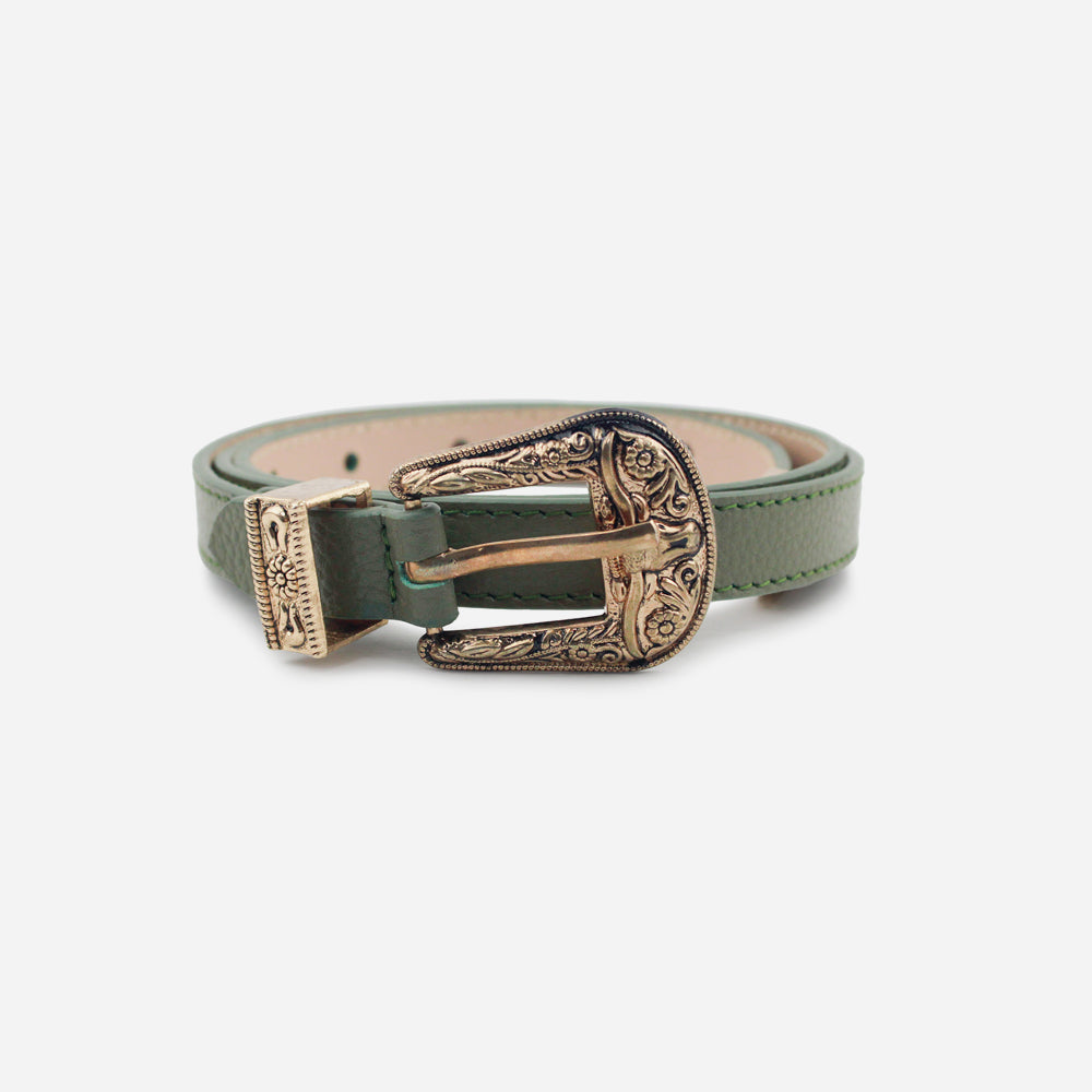 Correa nina de cuero para mujer - Verde