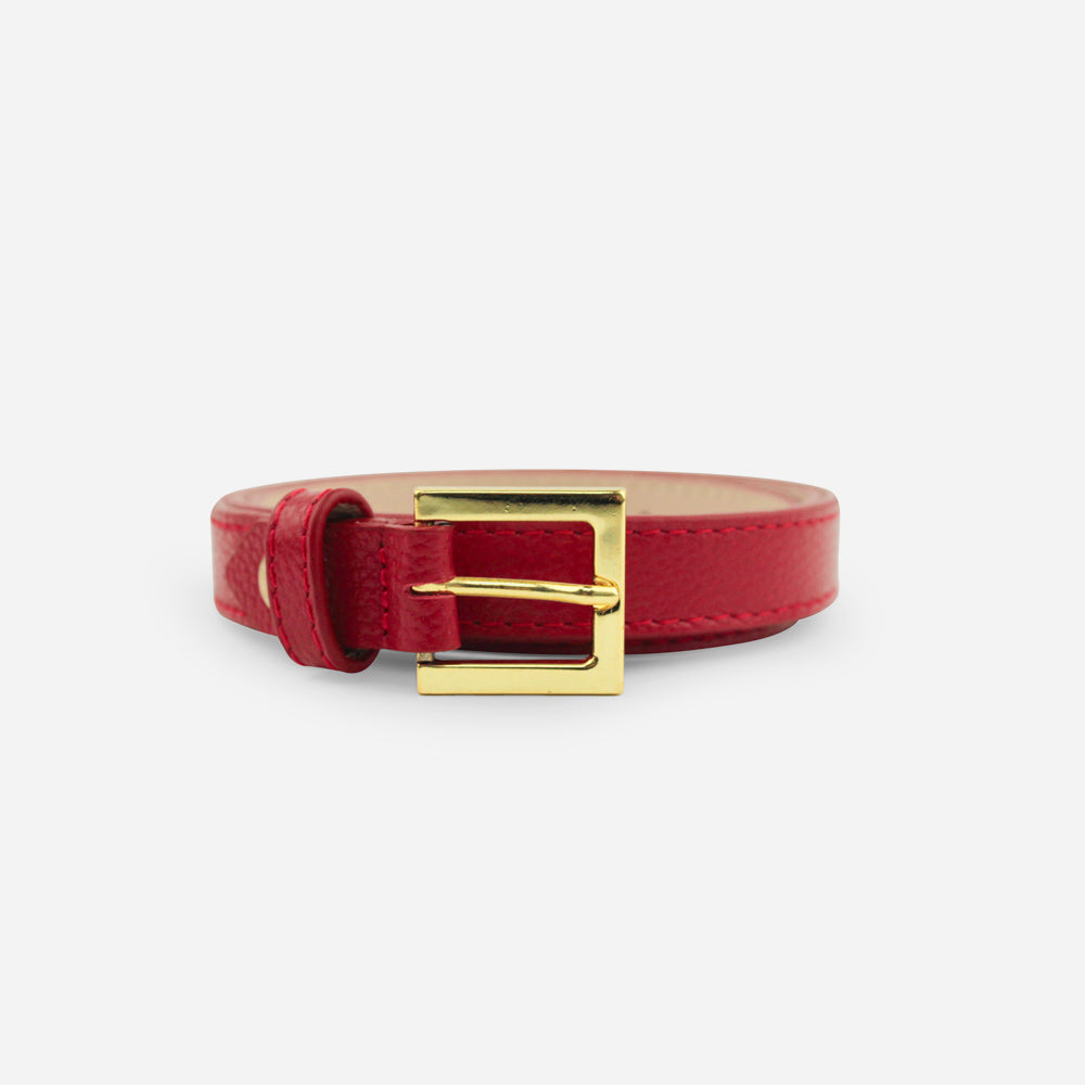 Correa perla de cuero para mujer - Rojo