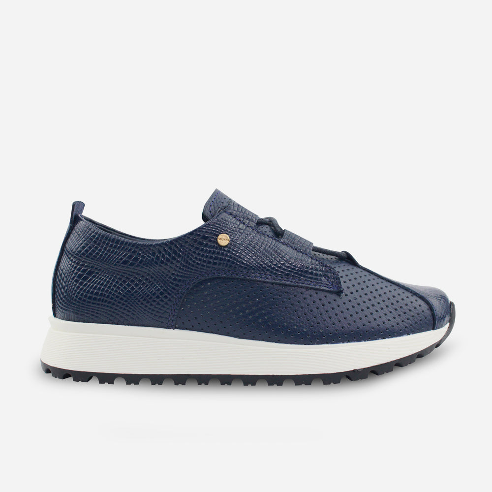 Tenis Sneakers hortensia  de cuero para mujer - Azul