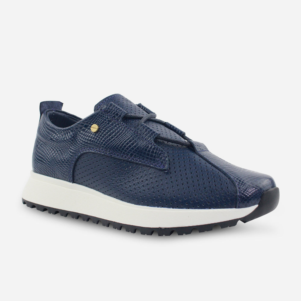 Tenis Sneakers hortensia  de cuero para mujer - Azul