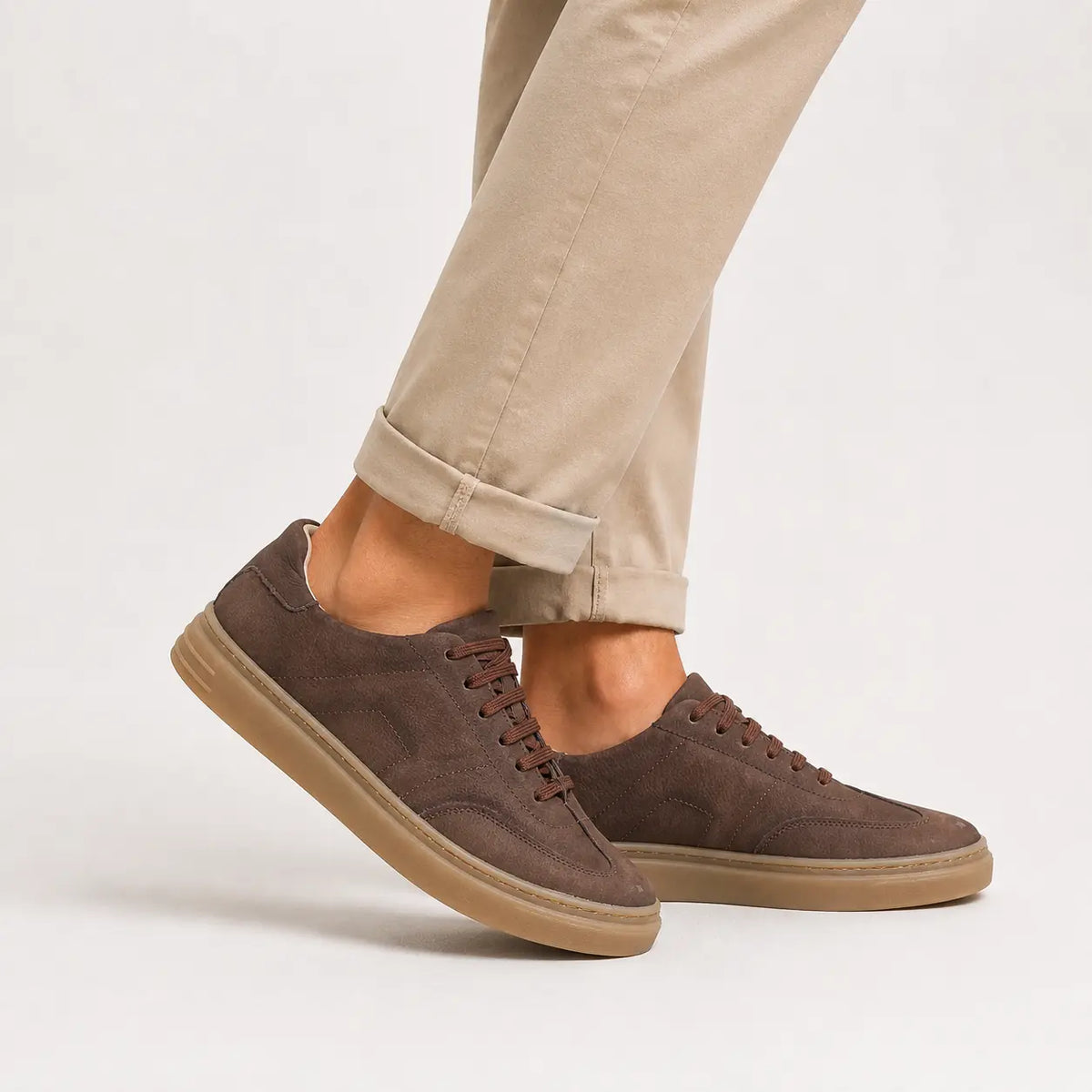 Tenis bastian de cuero para hombre - Café