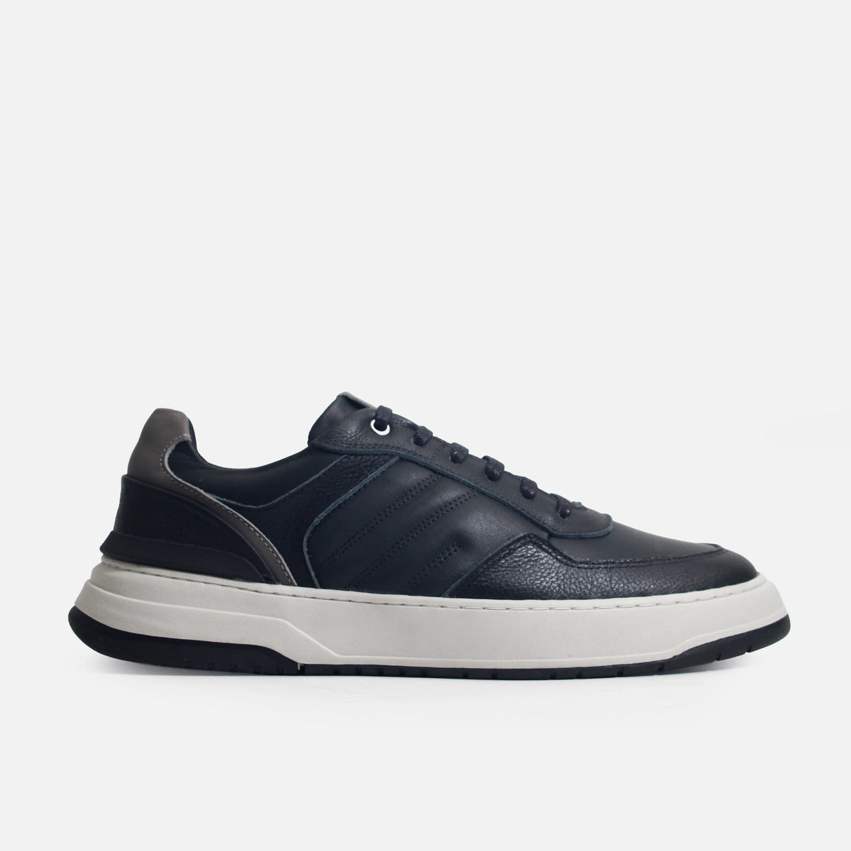 Tenis ivar de cuero para hombre - Negro