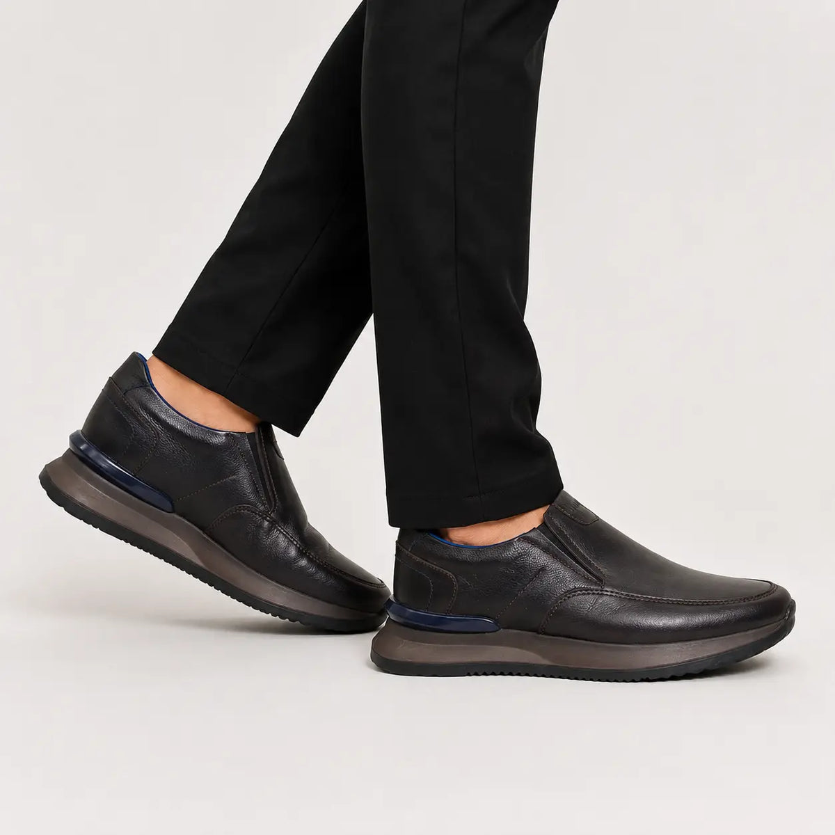 Mocasin plataforma joel de cuero para hombre - Café
