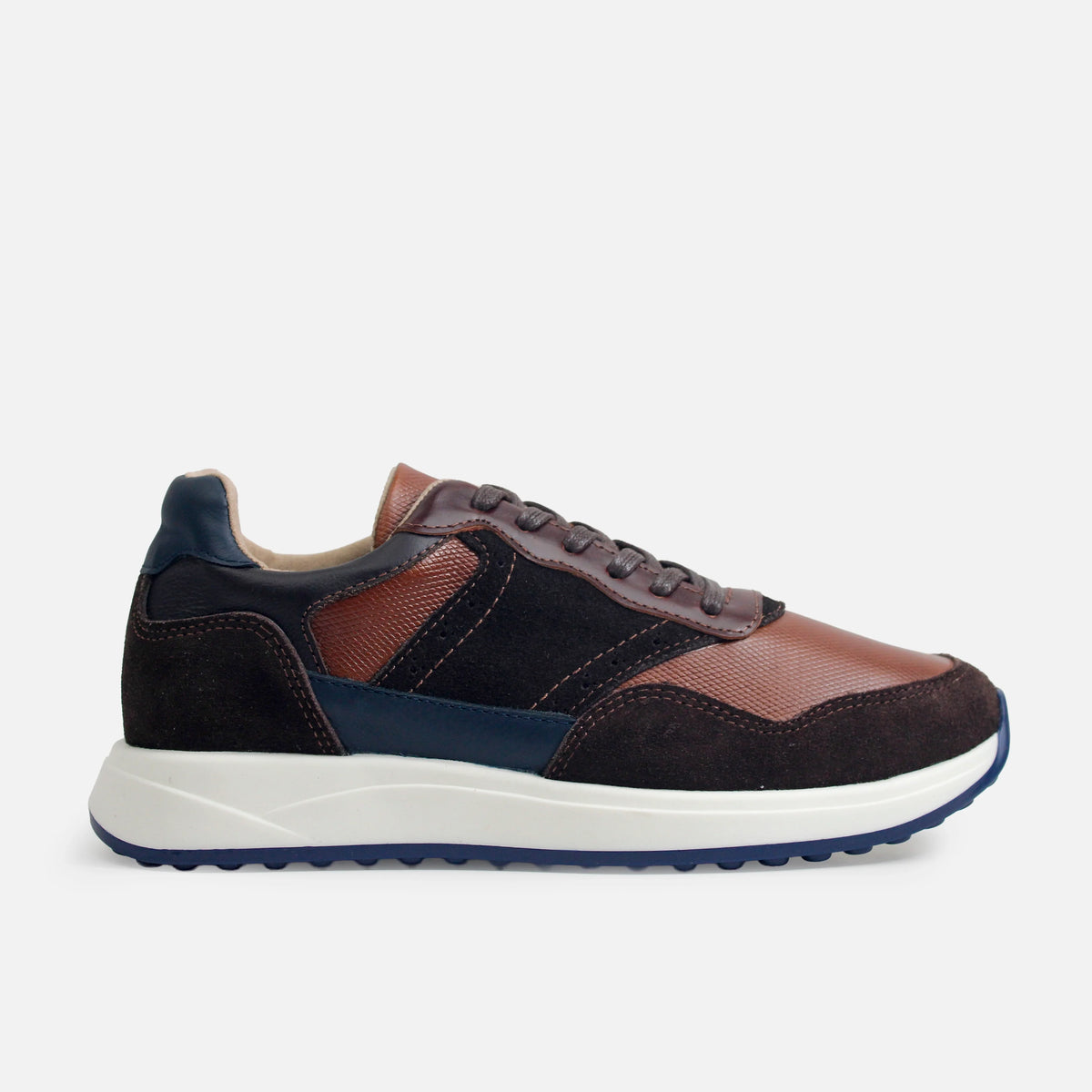 Tenis gino de cuero para hombre - Café