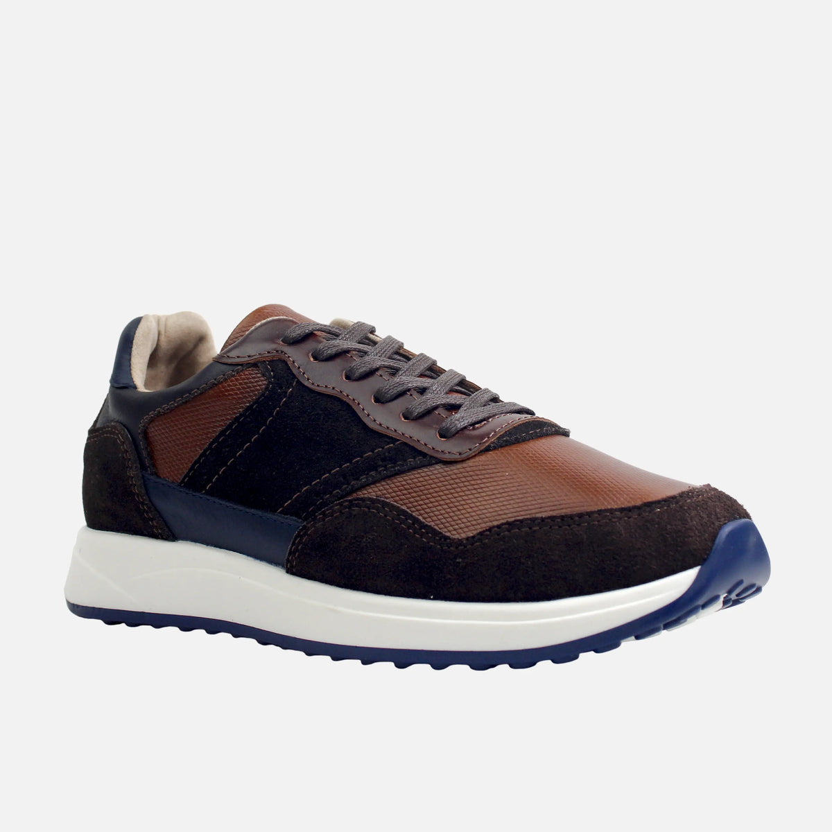 Tenis gino de cuero para hombre - Café