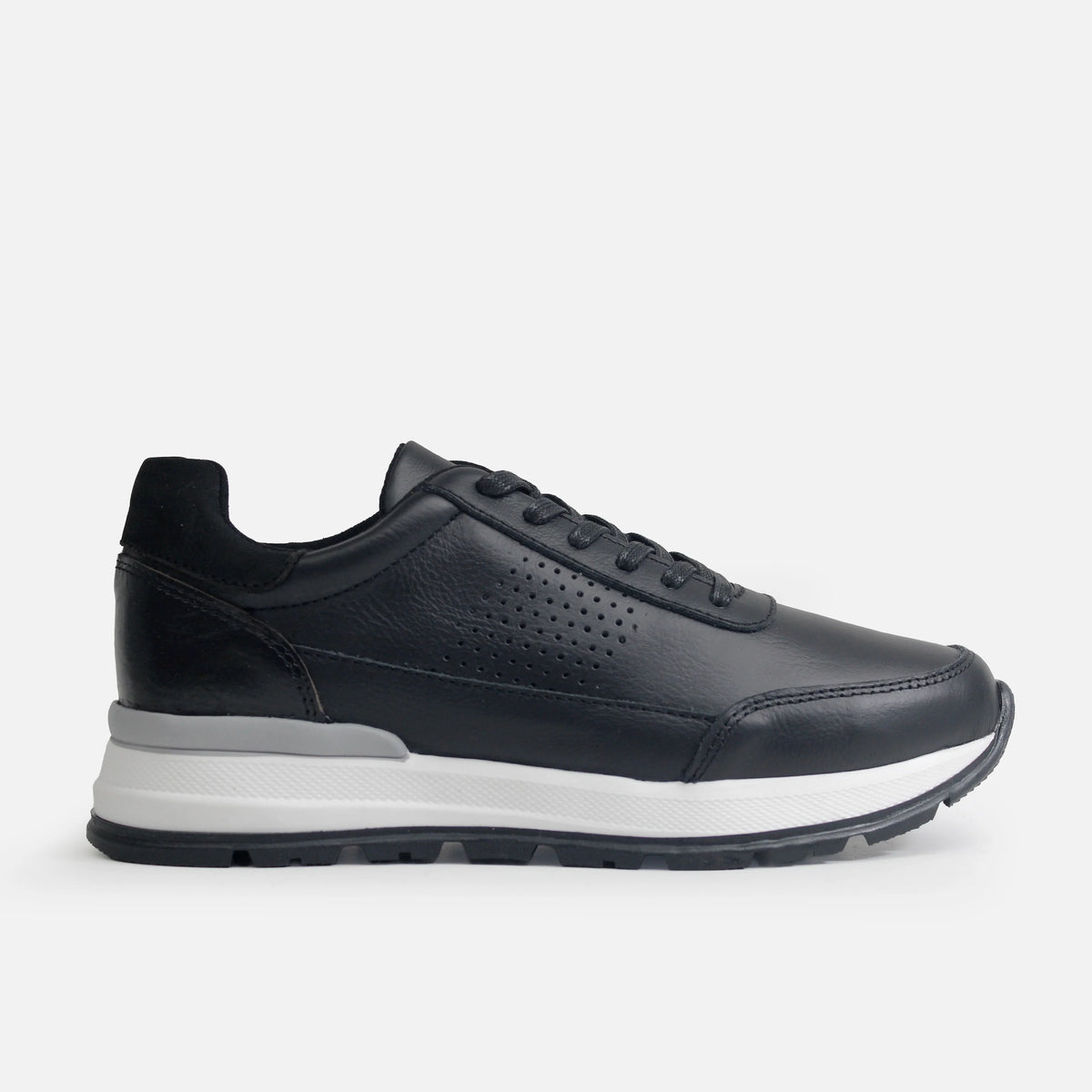 Tenis leo de cuero para hombre - Negro