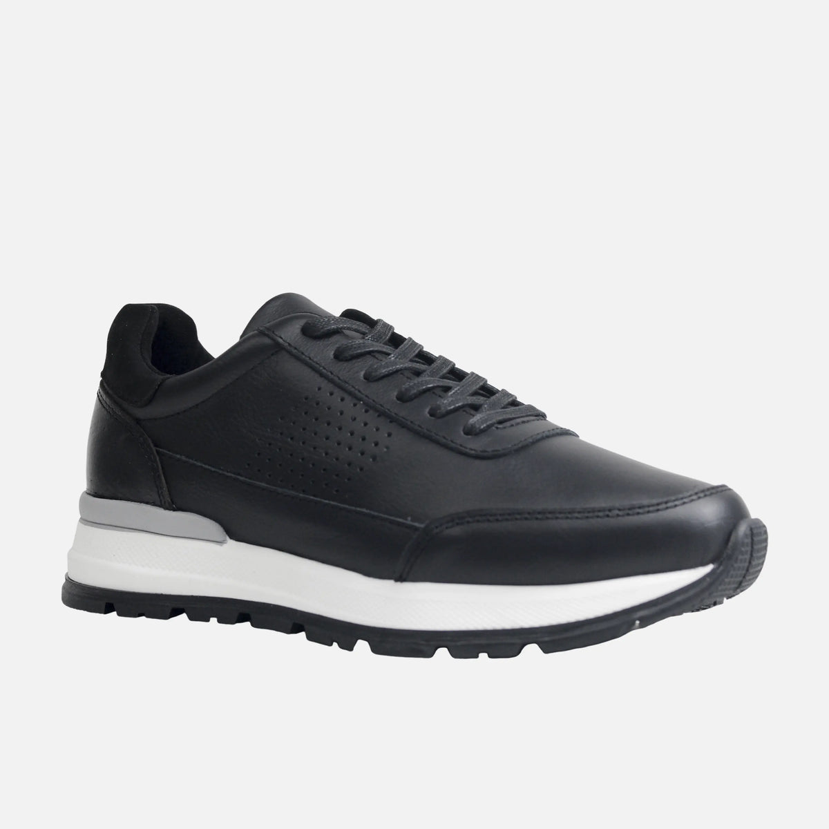 Tenis leo de cuero para hombre - Negro