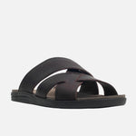 Sandalia plana marlon de cuero para hombre - Café