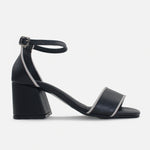 Sandalia tacon taja de cuero para mujer - Negro