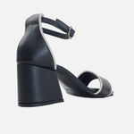 Sandalia tacon taja de cuero para mujer - Negro
