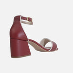 Sandalia tacon taja de cuero para mujer - Vino