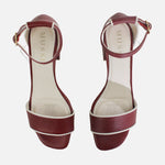 Sandalia tacon taja de cuero para mujer - Vino