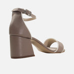 Sandalia tacon taja de cuero para mujer - Taupe