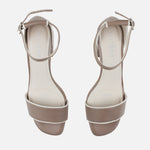 Sandalia tacon taja de cuero para mujer - Taupe