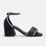 Sandalia tacon taja de cuero para mujer - Negro