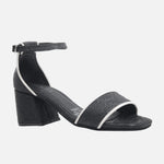 Sandalia tacon taja de cuero para mujer - Negro