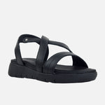 Sandalia flatform begonia   de cuero para mujer - Negro