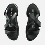 Sandalia flatform begonia   de cuero para mujer - Negro