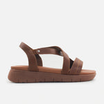 Sandalia flatform begonia   de cuero para mujer - Miel