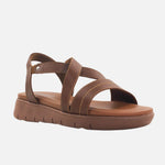 Sandalia flatform begonia   de cuero para mujer - Miel