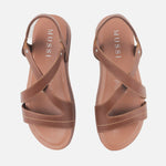 Sandalia flatform begonia   de cuero para mujer - Miel