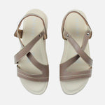 Sandalia flatform begonia   de cuero para mujer - Taupe