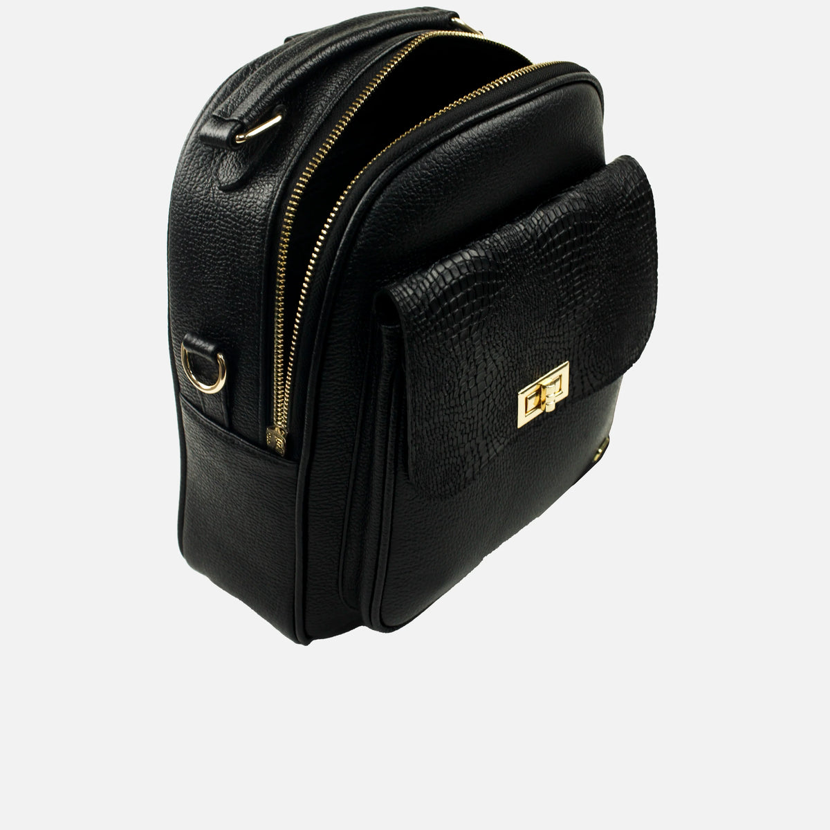 Morral siena de cuero para mujer - Negro
