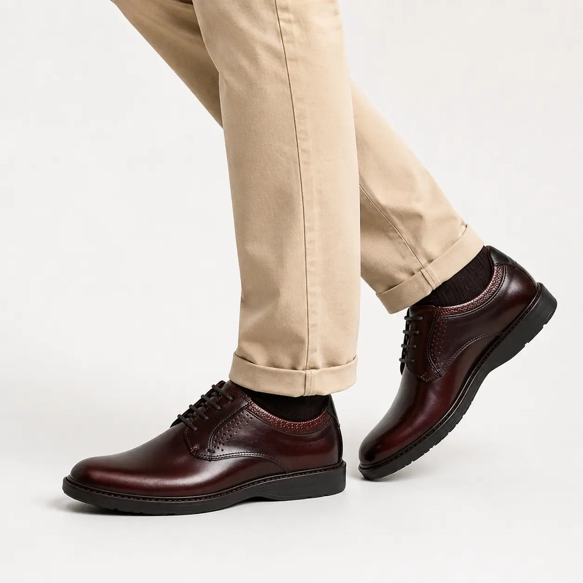 Tenis oliva de cuero para hombre - Café