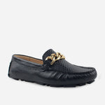 Mocasin plano bettie de cuero para mujer - Negro