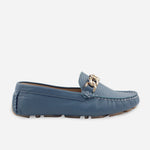 Mocasin plano bettie de cuero para mujer - Azul