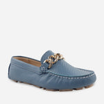 Mocasin plano bettie de cuero para mujer - Azul
