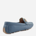 Mocasin plano bettie de cuero para mujer - Azul