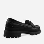 Mocasin plataforma camino de cuero para mujer - Negro