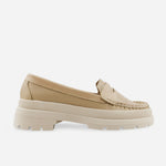 Mocasin plataforma camino de cuero para mujer - Taupe