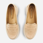 Mocasin plataforma camino de cuero para mujer - Taupe
