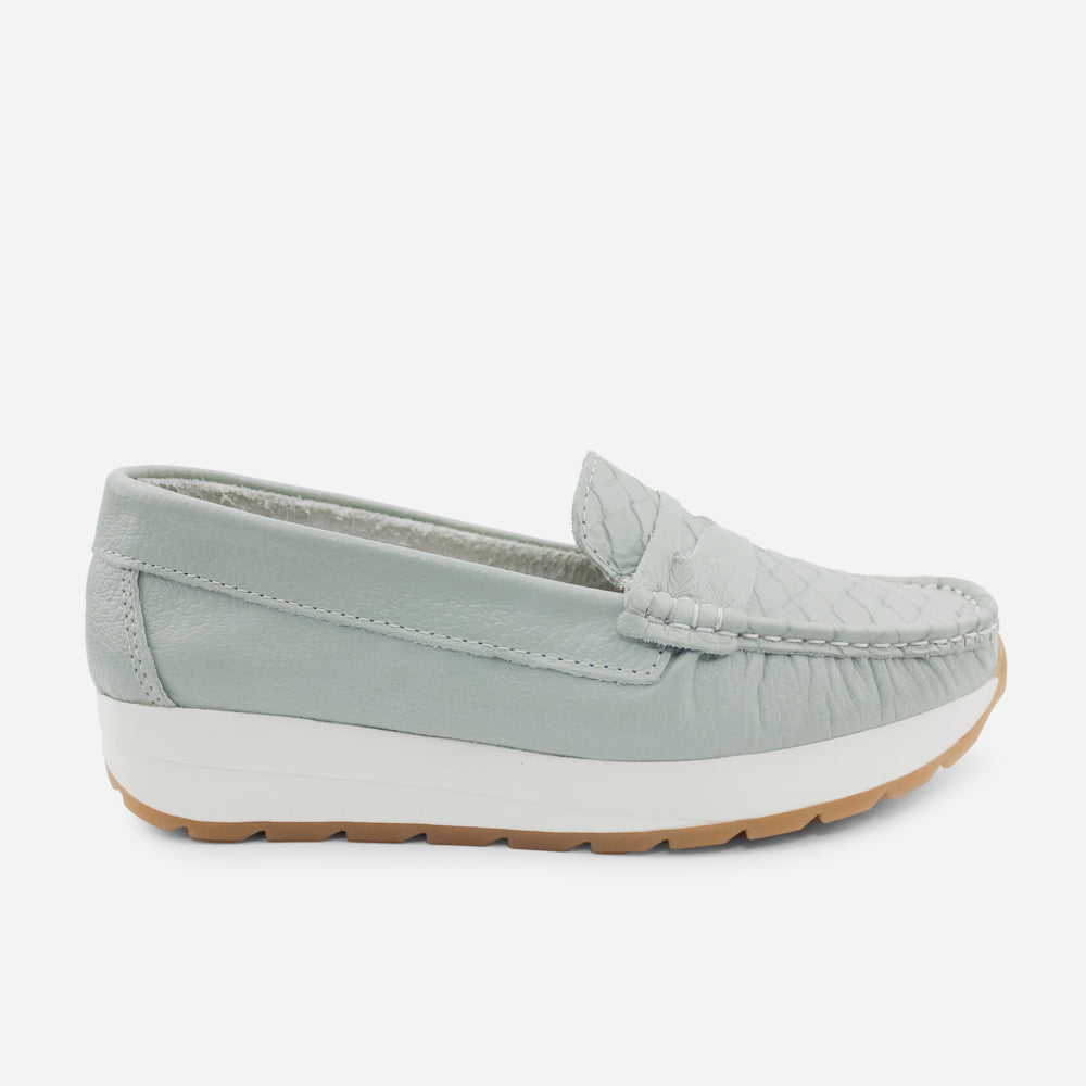 Mocasin plataforma marise de cuero para mujer - Menta