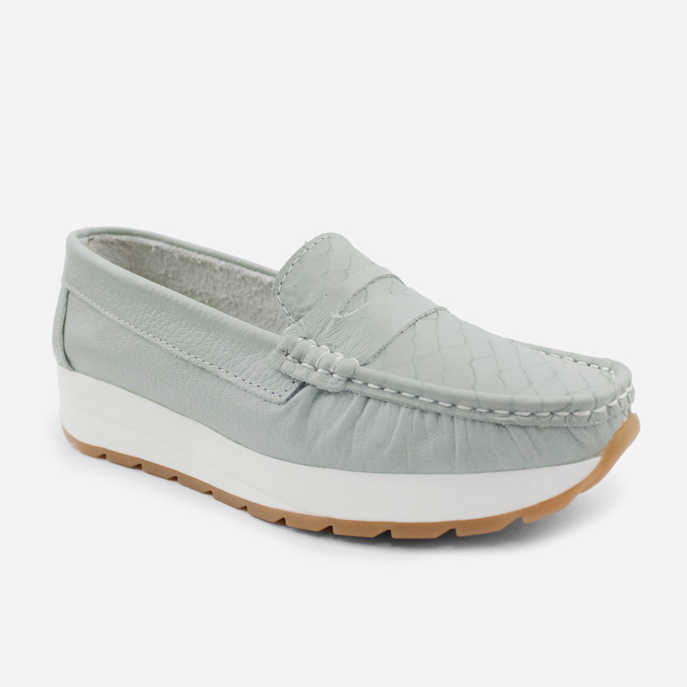 Mocasin plataforma marise de cuero para mujer - Menta