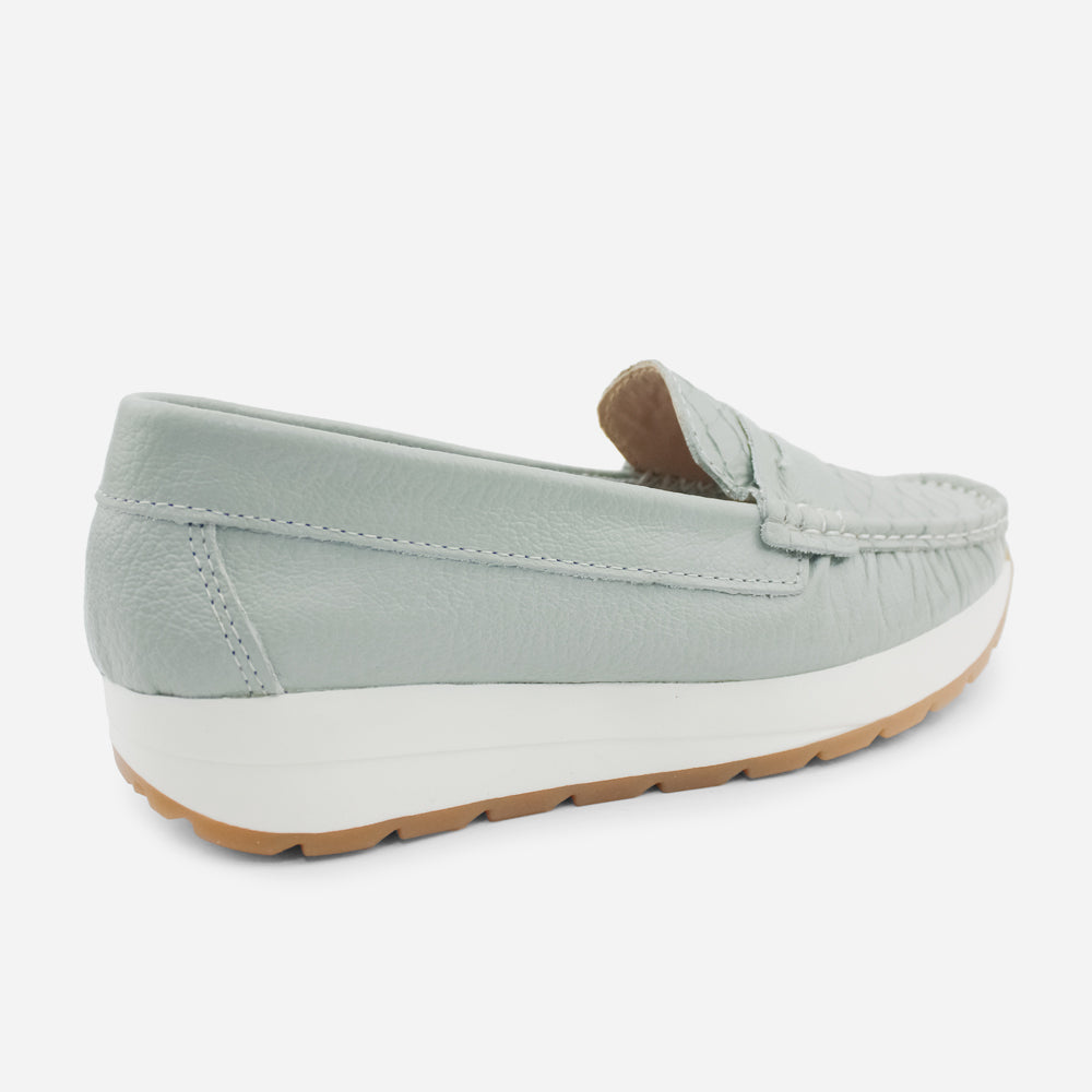 Mocasin plataforma marise de cuero para mujer - Menta