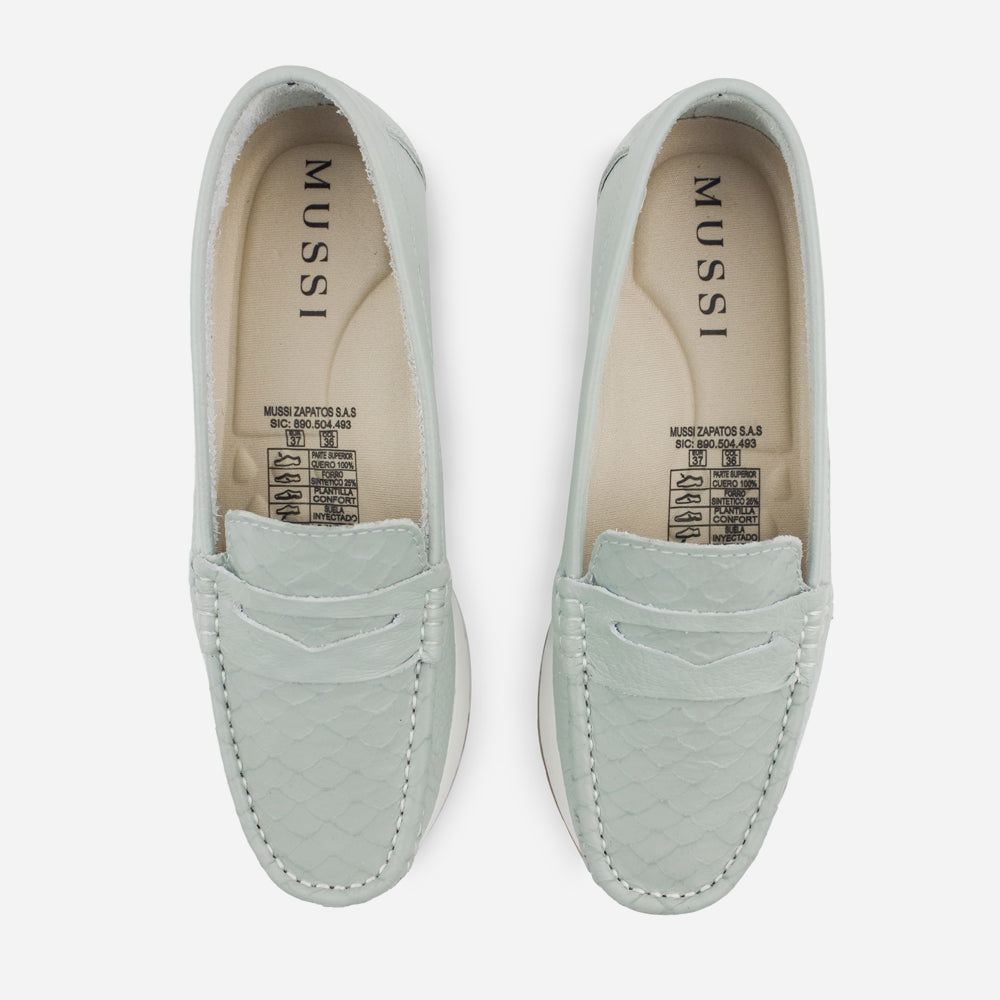 Mocasin plataforma marise de cuero para mujer - Menta